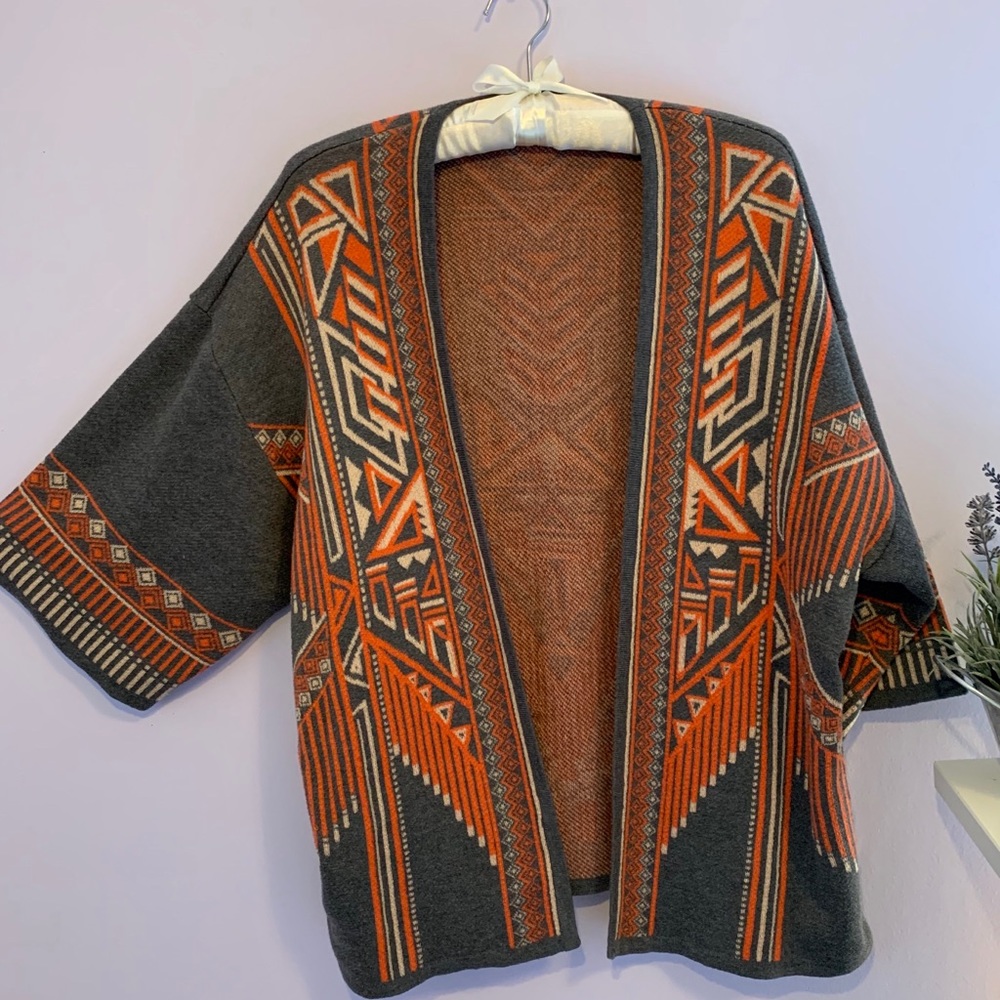 Jealous Tomato Gray and Orange cardigan